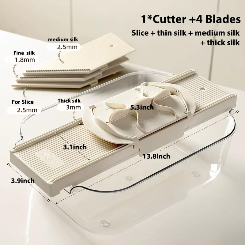 🎉4-i-1 grönsaksskärare och rivjärn🥗  Dual-Guard handskydd med 4 vassa blad🔪