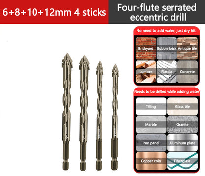 🔥2026 Hot Sale🔥Hög kvalitet 4-Flute Serrated Eccentric Drill Bit Set