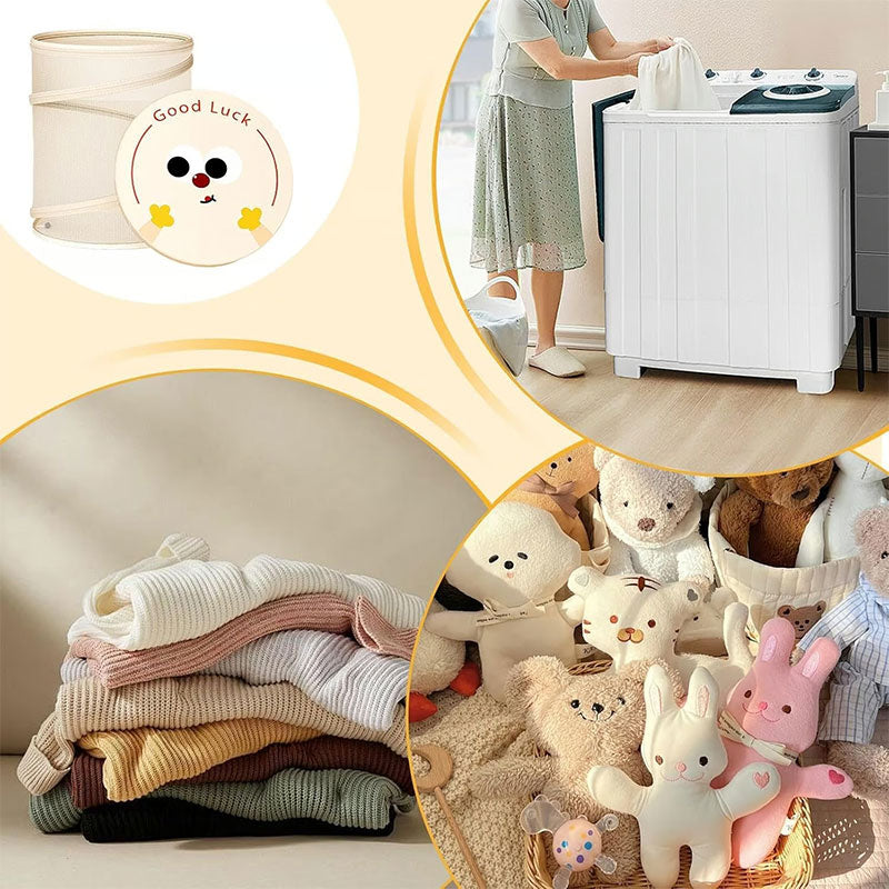 Söt stor hopfällbar tvättkorg i mesh