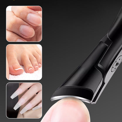 Vinklad nagelklippare med bred mun -- stänkskyddad och kraftig